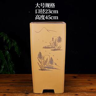 宜兴紫砂花盆大号兰高树筒四方花盆中AA692656国四边种陶瓷花盆特