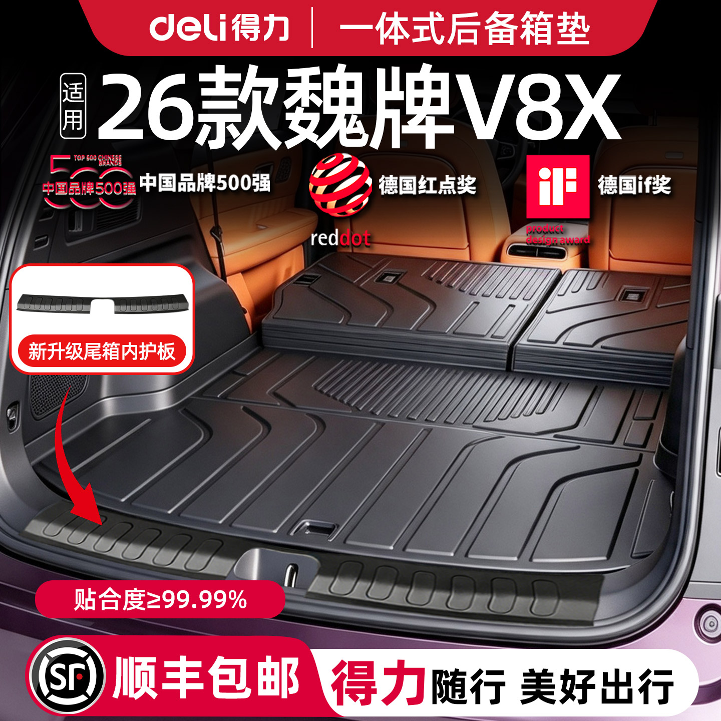 【得力健康TPE】魏牌V8X后备箱垫