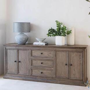 RH斗柜美式乡村复古做旧实木边柜法式创意简约储物餐边柜整体橡木