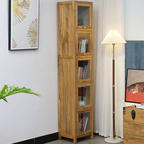 客厅书柜窄柜储物格子柜文件柜简约落地玻璃门防尘书橱置物架角柜