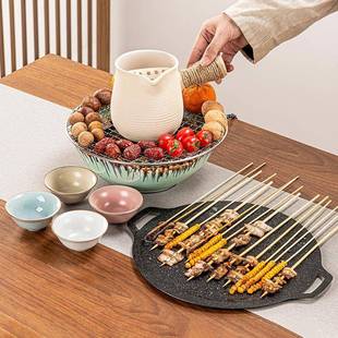 新中式围炉煮茶煮茶器莲心电陶炉侧把煮茶套装配粗陶罐罐茶茶壶