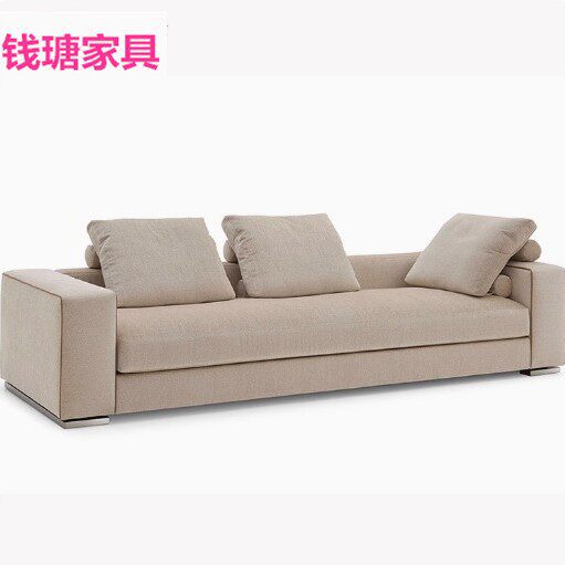 简约现代羽绒棉麻三人沙发法式乡村复古客厅家用亚麻布艺双人沙发