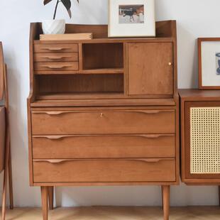 缅甸柚木复古秘书柜书桌餐边柜收纳储物梳妆台桌卧室小户型实木