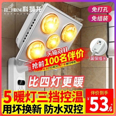 科狮龙壁挂式浴霸灯泡挂壁取暖挂墙灯暖卫生间浴室家用暖灯免打孔