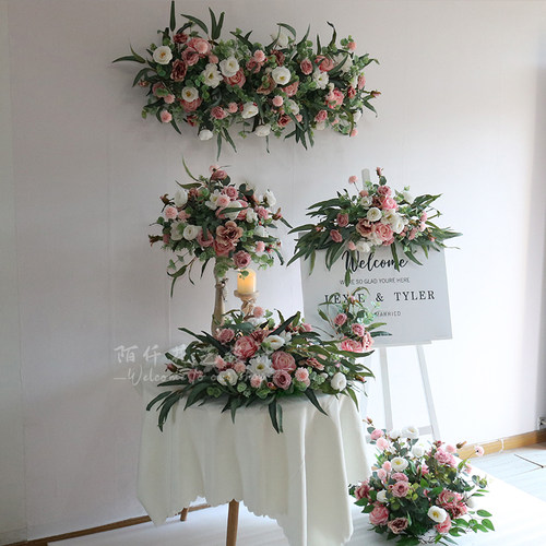 仿真花艺组合套装花排桌花水牌路引花全套婚庆绢花摄影商场橱窗