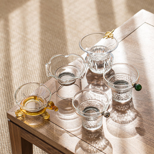 玻璃茶漏器茶滤组茶水分离不锈钢网纱超细滤茶茶叶过滤网茶具配件