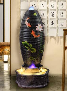 简约欧式流鱼缸RNQ转运水球客玄厅关阳台店铺落地造景摆装饰加湿