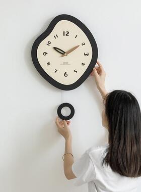 创wTYOS320ozoom屋装准艺术家用客厅摇摆钟挂钟简约挂墙时表意墙