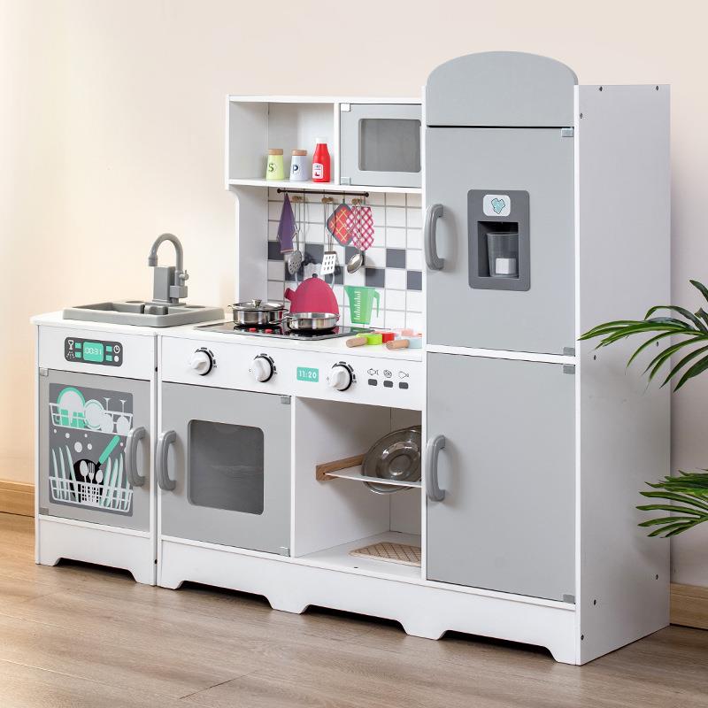 超大号出水声光儿童厨房玩具多功能仿真储物灶台烧烤过家家餐具