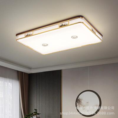 FNN1全铜新中式吸顶灯实木客厅灯中国风千里江山餐厅卧室房间护眼