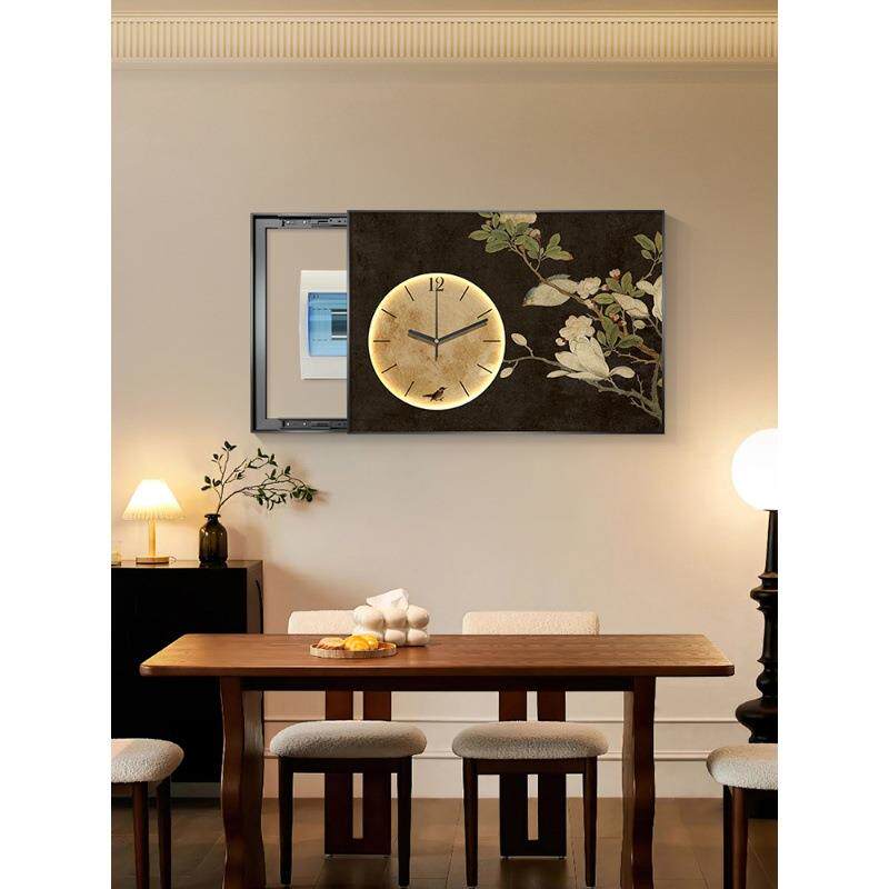 中古风电表箱装饰画带钟表法式复古配电箱遮挡挂画餐厅弱电箱盖板