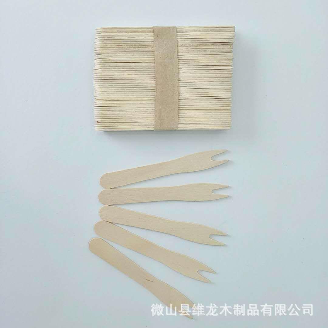 热卖各种规格一次性木制水果叉水果签双齿木叉