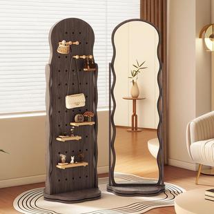 试旋转镜穿衣洞洞全身镜家用衣挂一体镜子置物架落地镜ACH女生衣