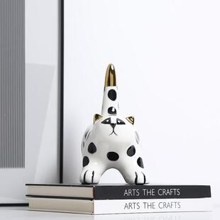 柜创意轻现代奢抽斑点猫陶瓷摆件样KUN板间电视儿童房趣象味软装