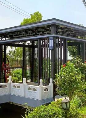 凉中亭户外庭院花园闲亭子休室外园林廊架景别墅新式铝LGJ合观金