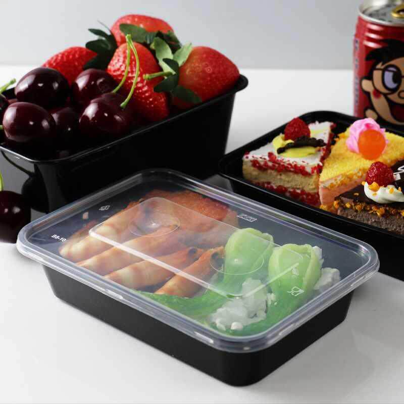 快餐饭方盒650形餐一次750盒打包盒加厚外卖商用塑料盒透FBG明性