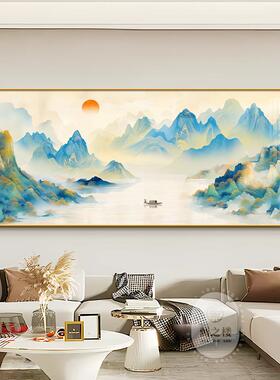 千里江山图客室厅装饰画画新中式大KKZ山水画气壁办公沙发背景墙