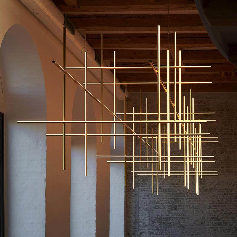 极简酒店大包线厢高级商用售楼部灯59166创意堂餐厅艺术几何条吊