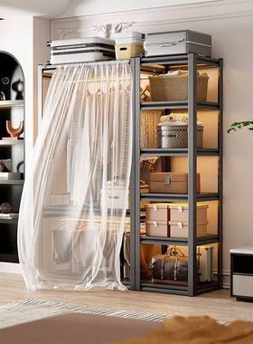 多功能物架装货架家置用卧室衣柜开TPC放式服挂衣架组装屋出租收