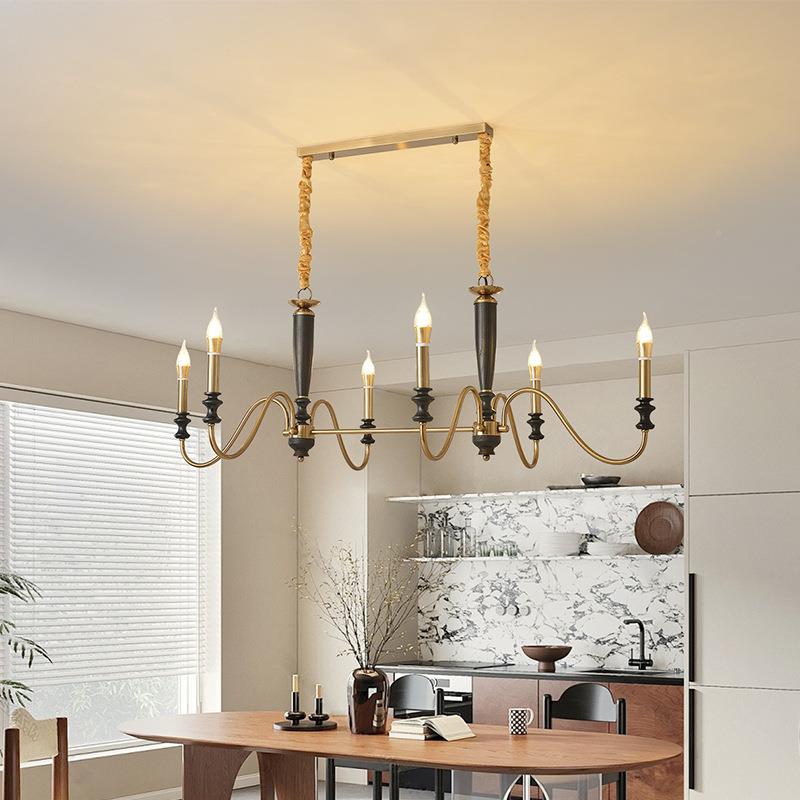 新款美师式复古意吊灯灯实木餐厅具客厅创法式设计民宿蜡烛卧室灯