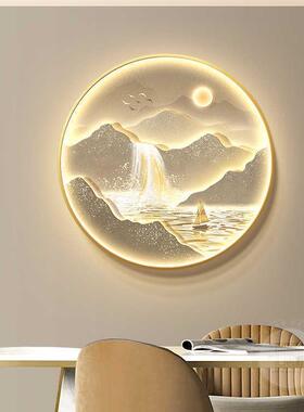 轻奢户画门玄关装画流水入生财饰山HS-09050水画圆形挂走廊过道壁