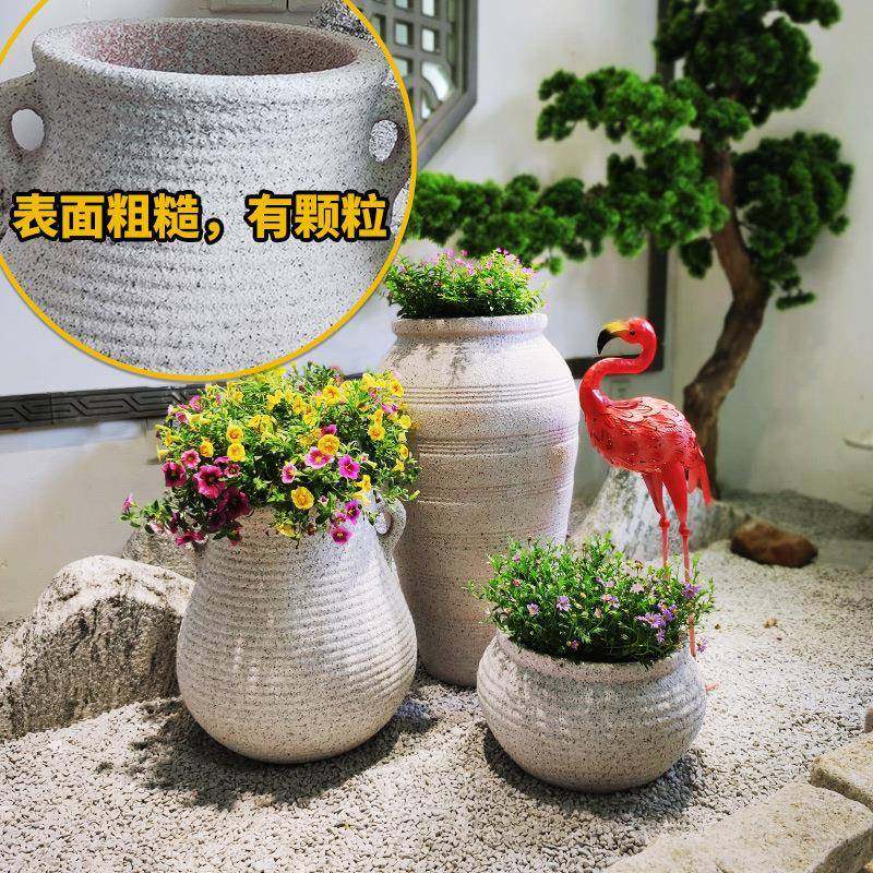 包大号无釉红陶陶罐多肉户外瓶庭院摆件花真石漆花真石邮陶组瓷花