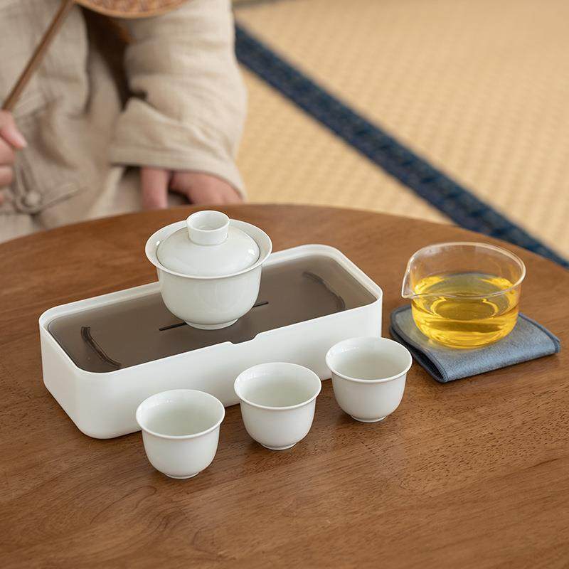 陶瓷旅行茶具套装一碗三杯玻璃公杯户外车载便携式盒功夫草木灰,收纳整理,烫衣板及配件,淘宝优惠券,粉丝福利购,淘宝优惠卷