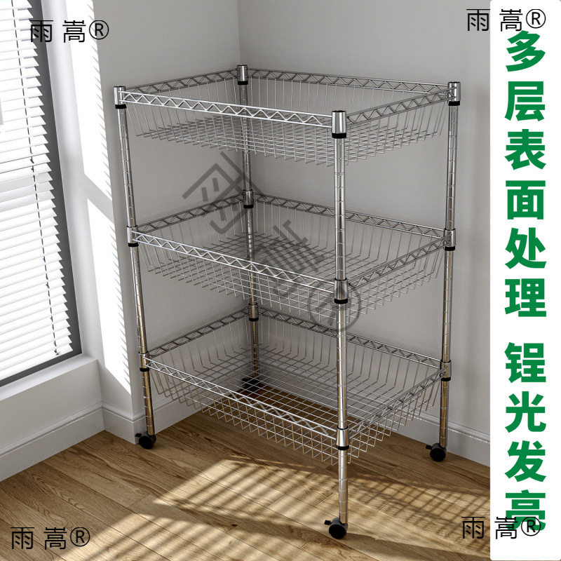 厨房置物架夹缝蔬菜收纳架子落地果蔬多层储物三层家用多功能层
