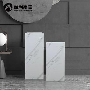 人造水墨纹大理石雕塑摆件底座展台售楼处酒店艺术品装饰台基座