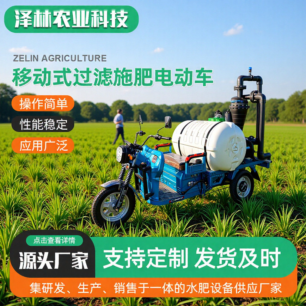 电三轮灌溉车水肥一体机砂石过滤施肥桶高标准农田可移动水肥机