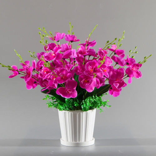 PU手感蝴蝶兰高档仿真花客厅摆件装饰花餐桌电视旁假花干花塑料花