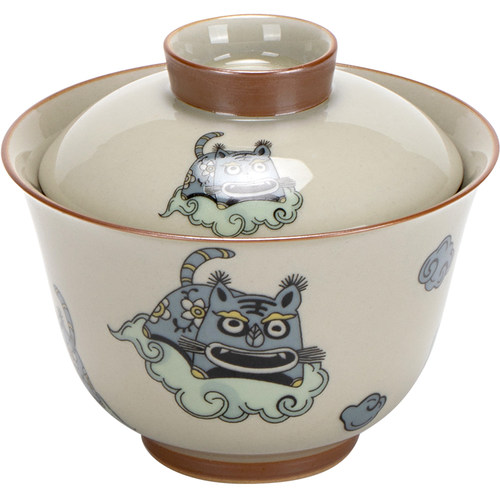 蜜合釉福虎盖碗茶杯单个陶瓷家用三才茶碗小老虎功夫茶具泡茶器