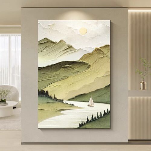 肌理风景画玄关奶油风装饰画2024新款客厅沙发背景墙壁画高级挂画