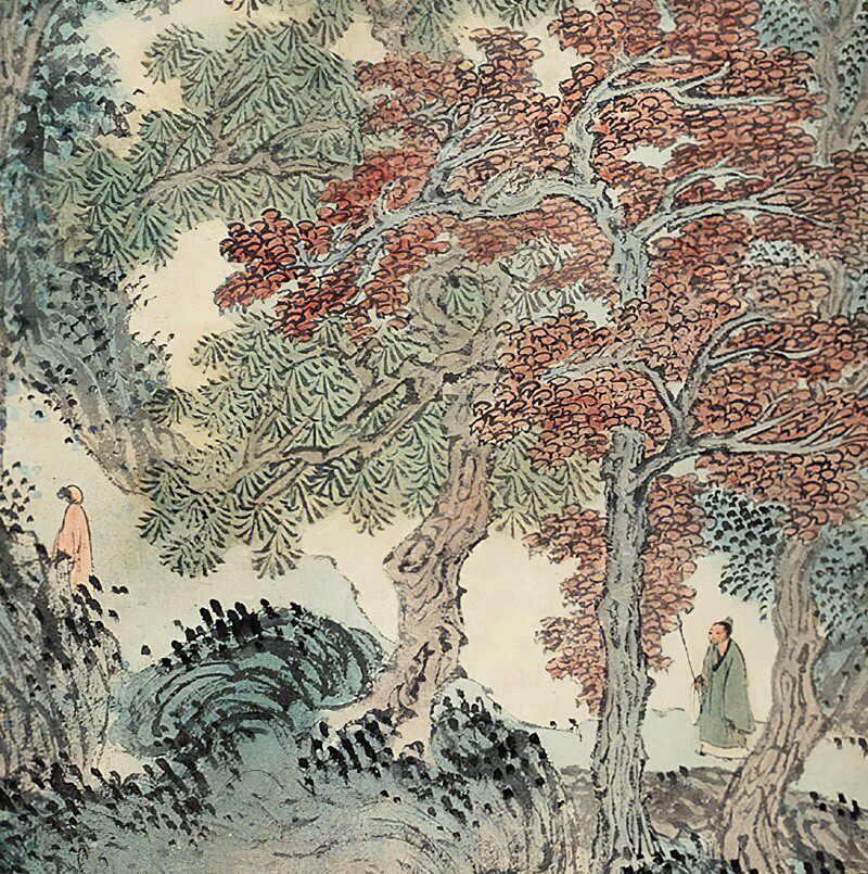 溥儒山水四条屏青绿山水仿古画国画山水名画微喷复制卷轴装饰挂画