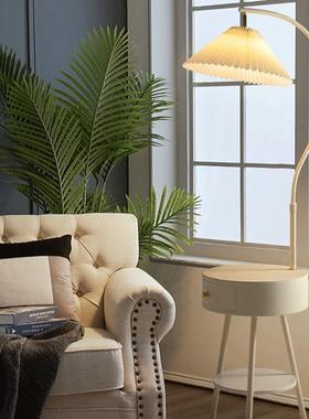 台百茶褶落地灯客厅33459几置物架立式灯奶油卧室带风床头柜抽屉