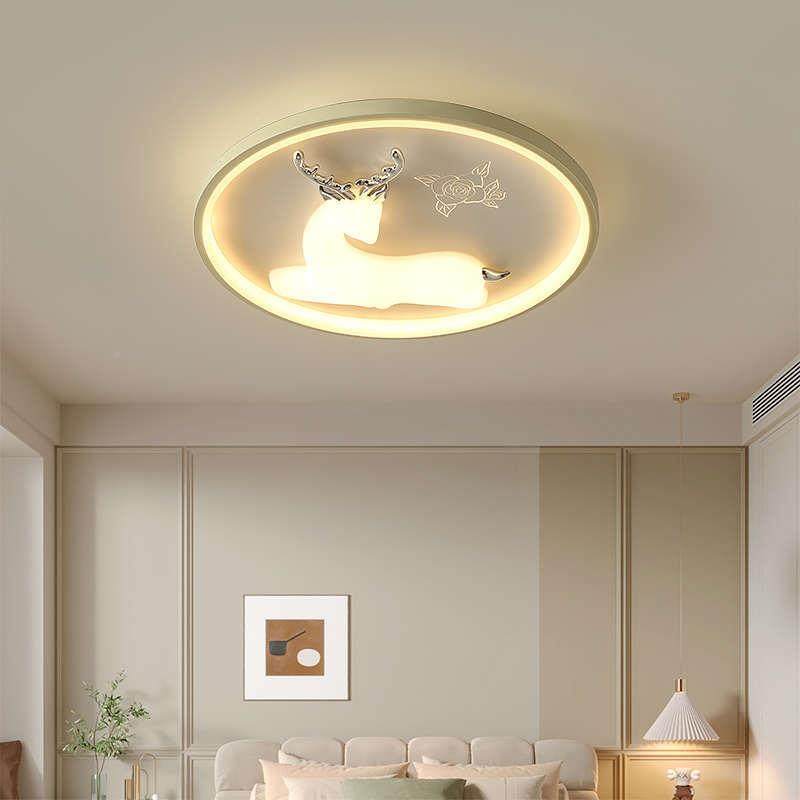 卧室吸顶卡灯现代房简约ld女孩e子儿童房灯奶油风通动物主卧98789