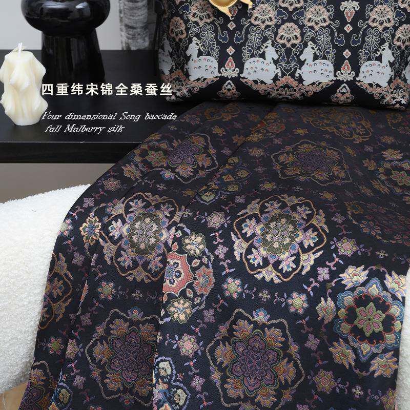 天云缕丨四重纬宋锦真丝面料丝2姆ZIR4米服装提花桑蚕丝现布货料