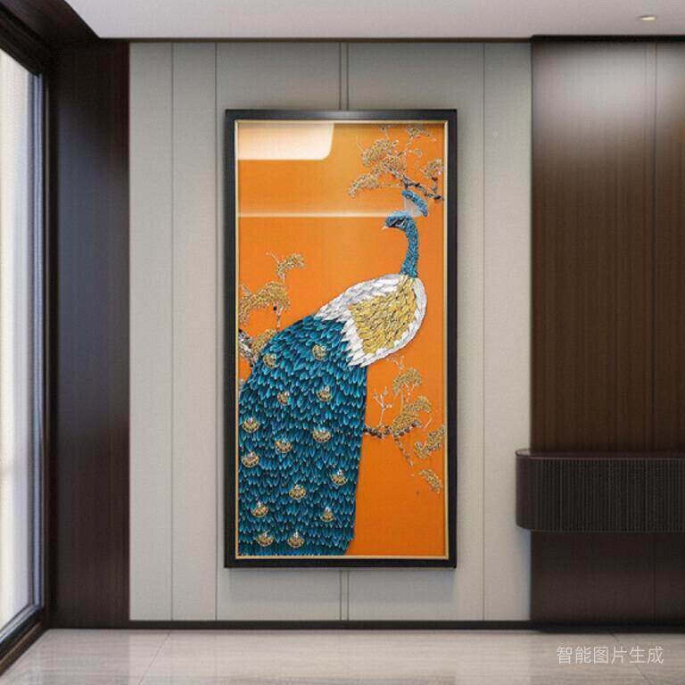 招财入户玄关装饰纯画高端物2手工立体实头画轻奢走廊过道尽挂画