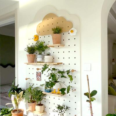 0A猫卷房洞洞板置物台架木质定制阳花架不花露台墙面收纳展6133示