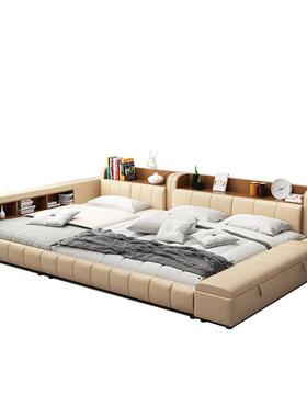 亲子床拼接床储物功能床一家四口二家庭床加宽床胎LAA榻主卧大米