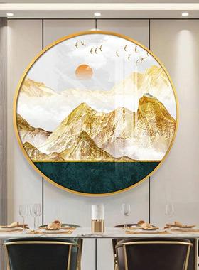 进门入瓷AMU户玄关柜山麋鹿圆金形晶装饰画客厅中堂气书房大轻奢