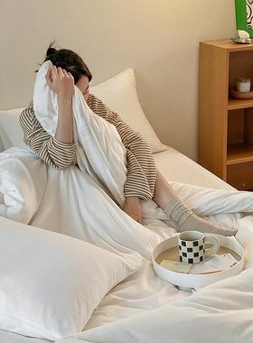 日式A类天竺棉四件套全棉学拼色针织Hczz棉被床笠件生三套套4床笠