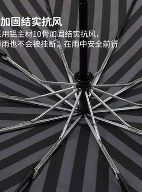 动PARAC687HASE条雨三纹实木弯钩自伞10骨折叠高端商务伞防风伞男