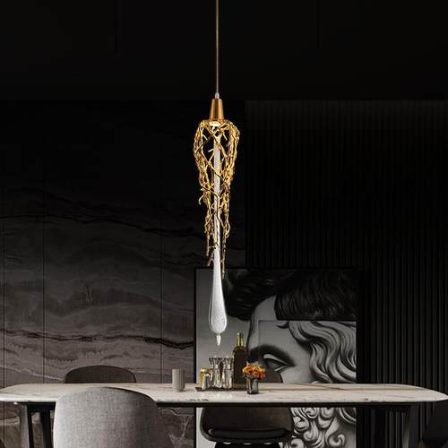 轻奢复式楼后梯吊灯ld代简约e245创意别墅餐现厅客厅全铝水晶吊灯