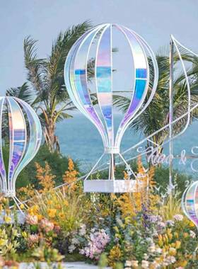 新款室外婚庆道大型户热气球铁艺件商场橱窗装饰品具OIF外园林道