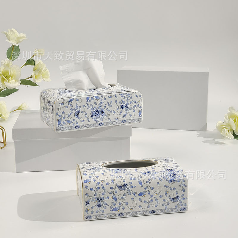 欧式奢华创意鸣家米兰陶瓷纸巾盒防霉高档描金酒店餐厅抽纸盒摆件