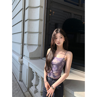 网纱上衣 浪漫印花吊带背心女外穿设计感小众短款 1XTWO 温柔雅致