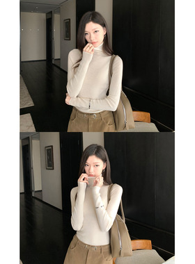 1XTWO 延续经典 1OO羊毛高领针织衫女轻奢修身长袖内搭打底衫