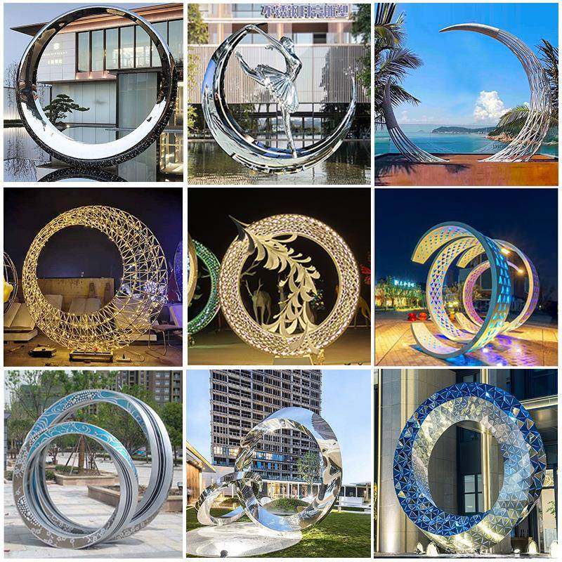 酒店水景不锈钢镜面圆环雕塑户外雕塑摆件创意艺术品景观装置,纺织面料/辅料/配套,纺织机械配件,淘宝优惠券,粉丝福利购,淘宝优惠卷