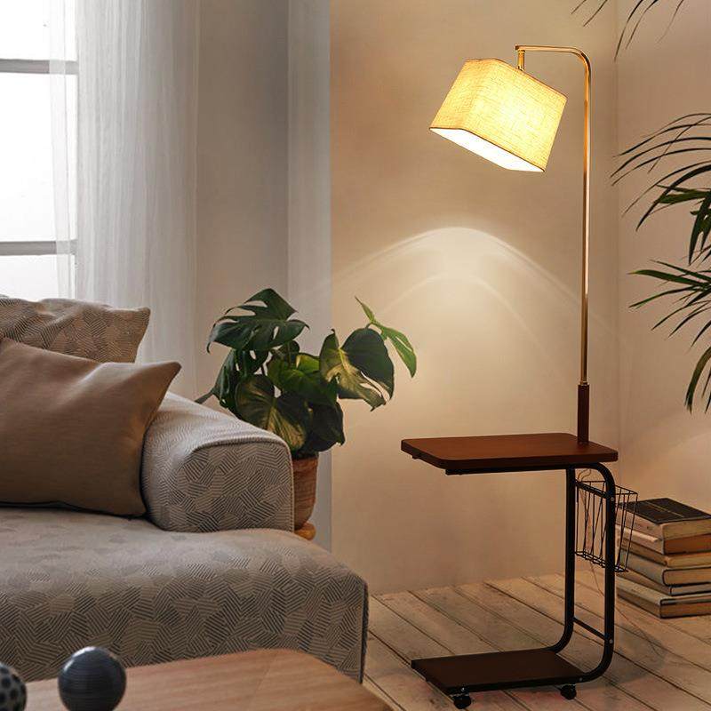 落地灯带置物架北欧客厅茶几沙发边创意无线充电卧室床头落地台灯